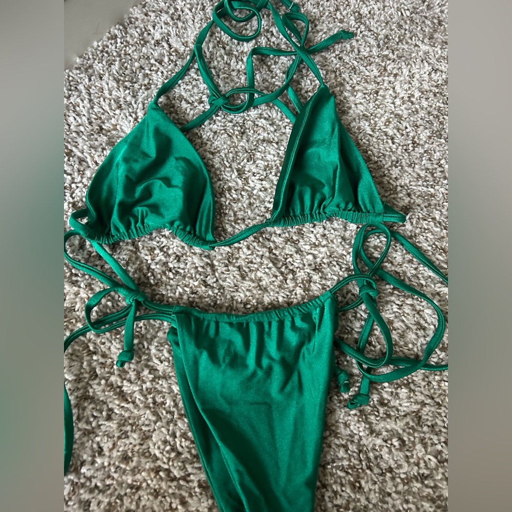 Frankies String Bikini Emerald Green Worn Twice for pictures